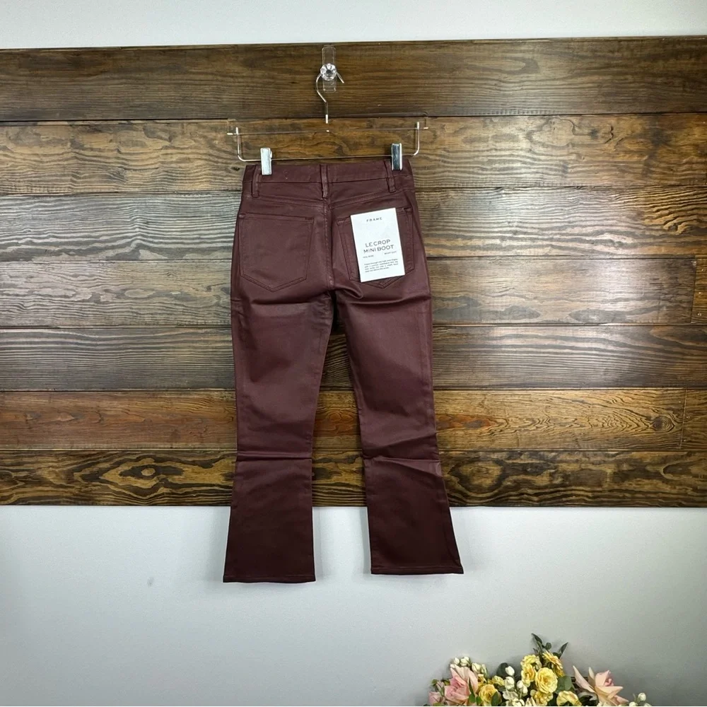Frame le crop mini boot cut bordaux coated